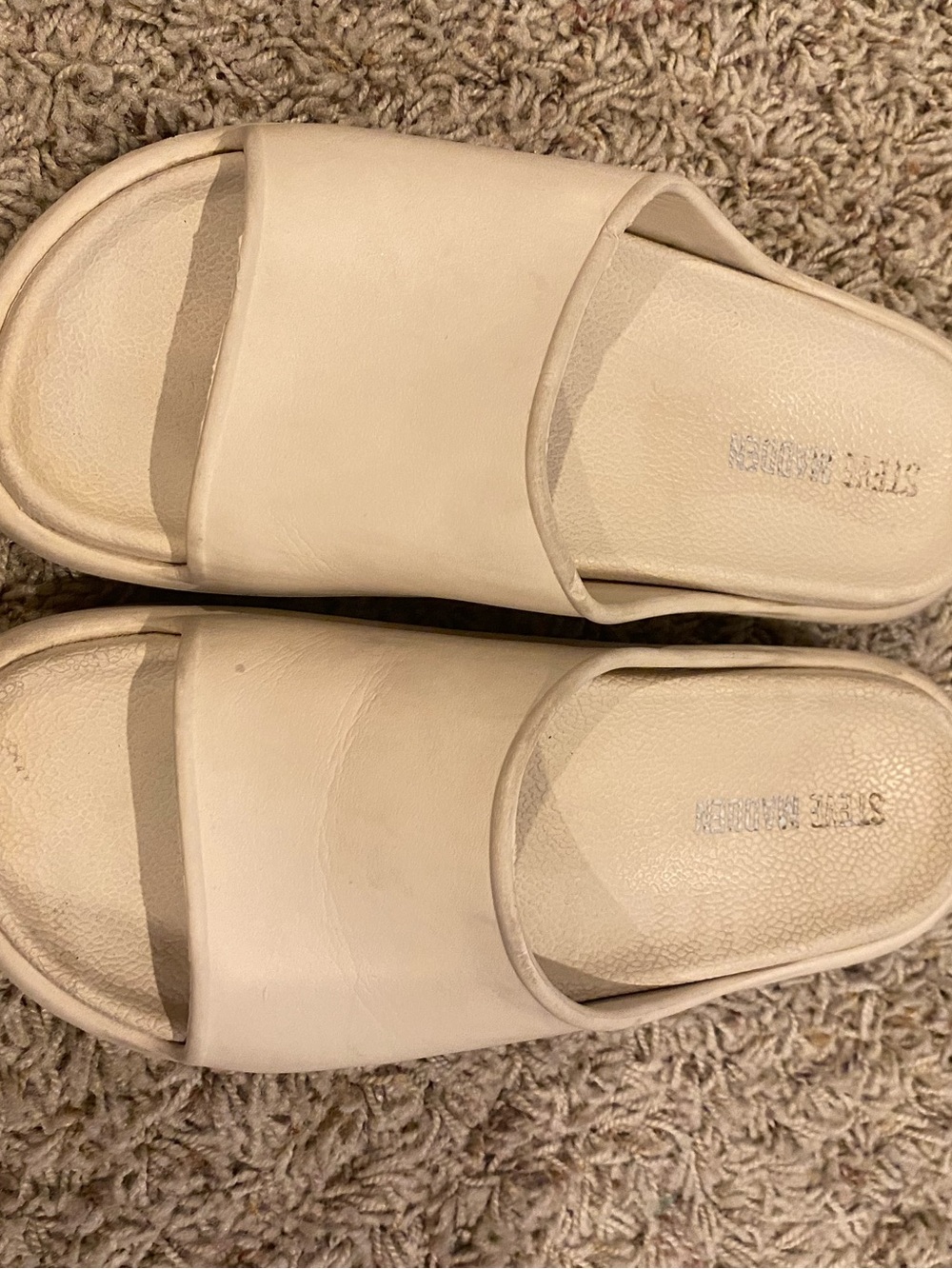 Steve Madden Cream Slide Sandals